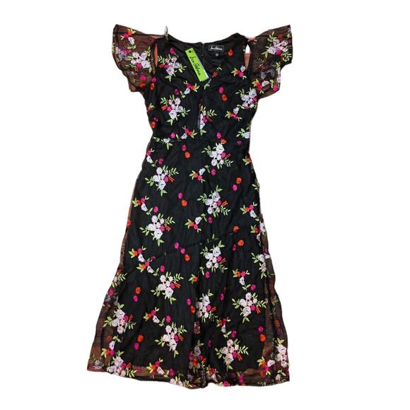 NWT Sam Edelman Embroidered Mesh Midi Dress Size 2 - Picture 3 of 11